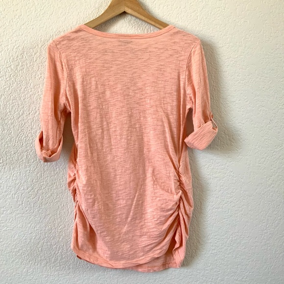 Mom’s the Word, Peach Henley Maternity Top - Picture 3 of 5
